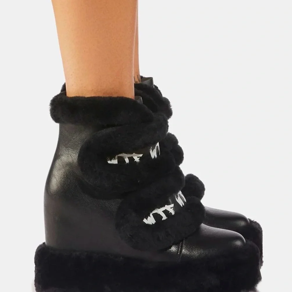 Anthony Wang DIZZY DREAM WEDGE BOOTS Fur-Lined size 6 women’s cute new